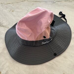SunShade Pink and Gray Wide Brim Sun Hat